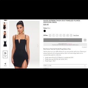 BLACK THIGH SPLIT PANELLED PLUNGE BODYCON DRESS